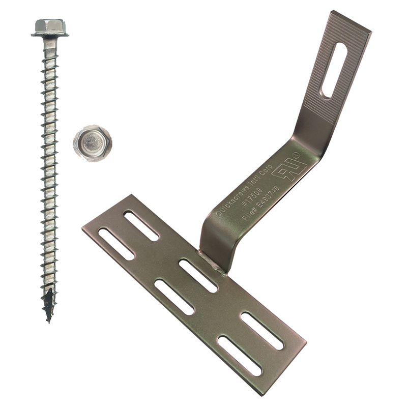 Part Number 17510 90° Non-Adjustable Curved Tile Roof Hook, Kit with 1/4" X 3" Screws  20/Carton Wgt = 22.40 Lbs