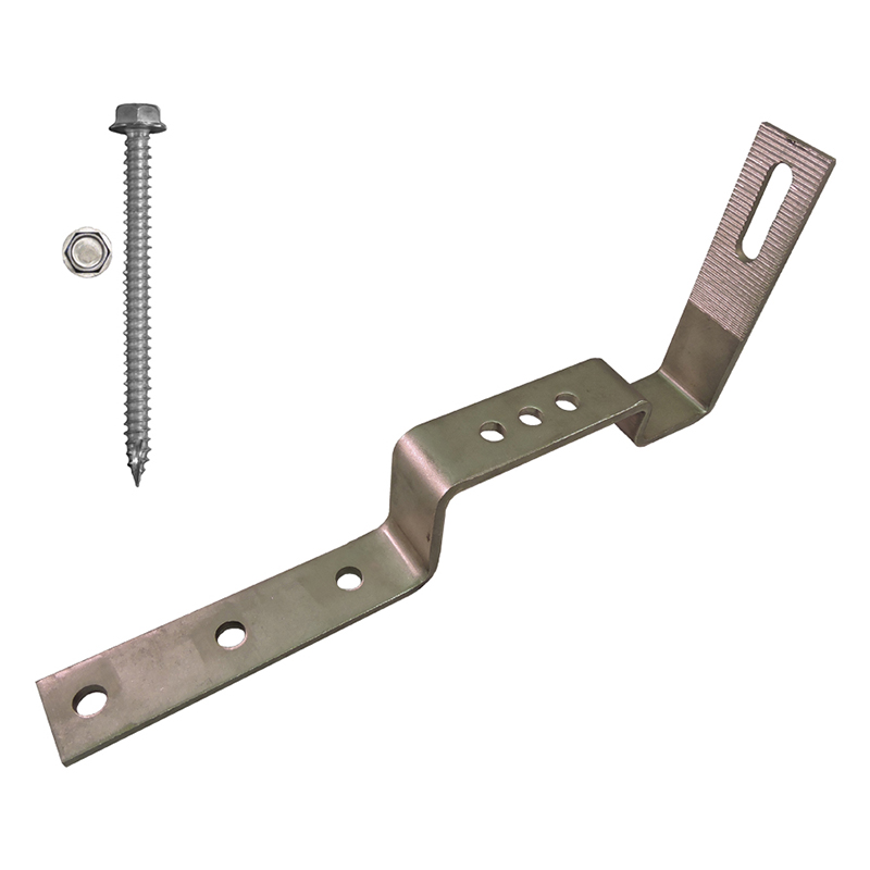 Part Number 17625 90° (Short) Non-Adjustable Stone Coated Steel Roof Hook 76mm Batten Bridge, Kit with 5/16" X 3" Screws 1/PK Wgt = 1.63 Lbs