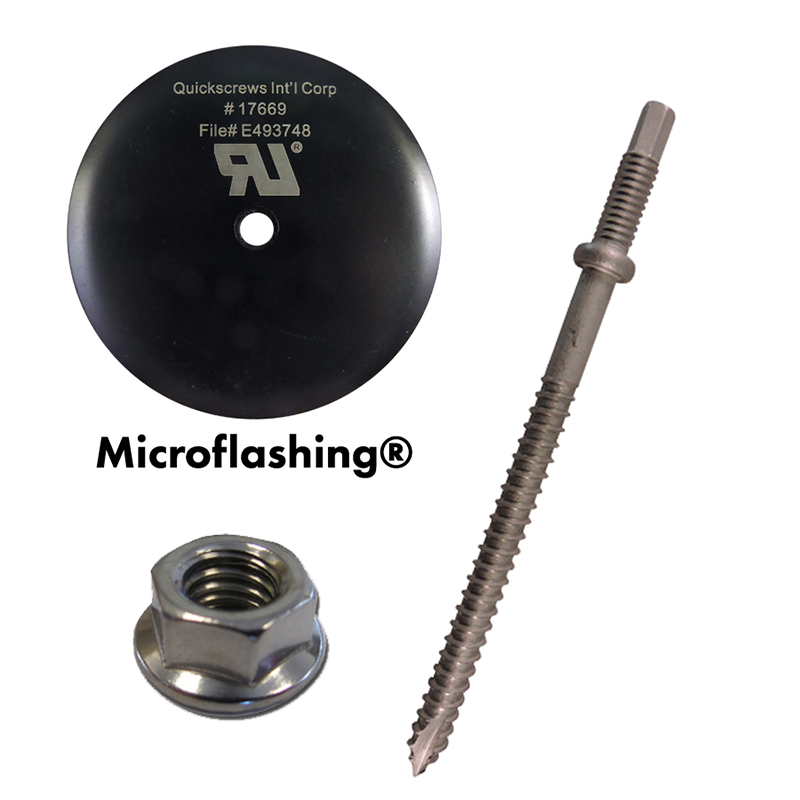 Part Number 17666NT 5/16 x 5-1/4" Low Profile QuickBOLT with 3" Microflashing+Nut  25/PK Weight/Pack = 4.95 Lbs